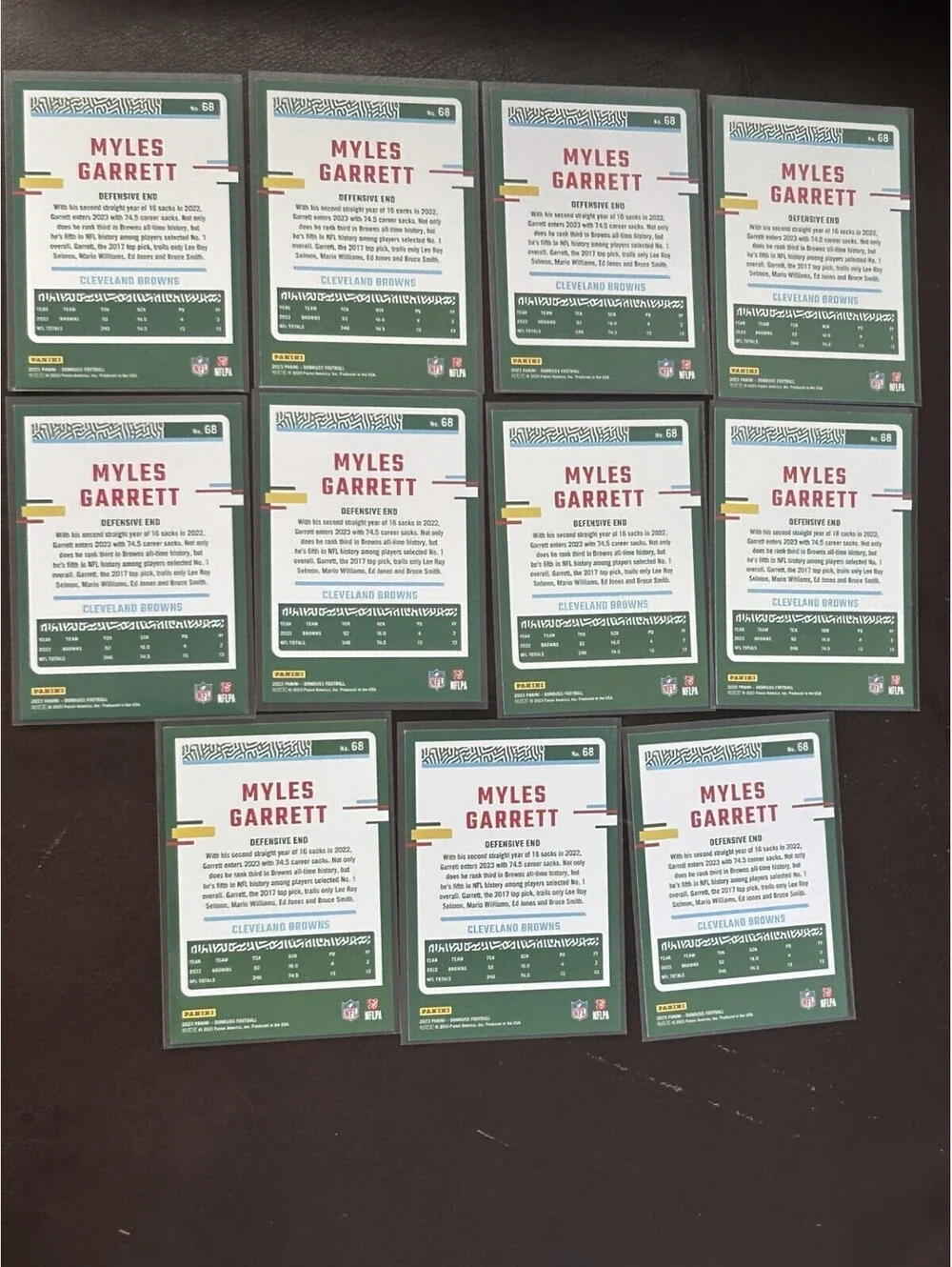 35 Myles Garrett 2023 Donruss Football Collection. Straight from pack to sleeve